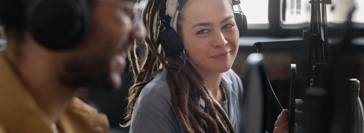 Vision Center Podcast hosts discussing eye care topics