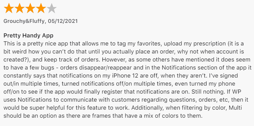 Warby Parker Customer Review