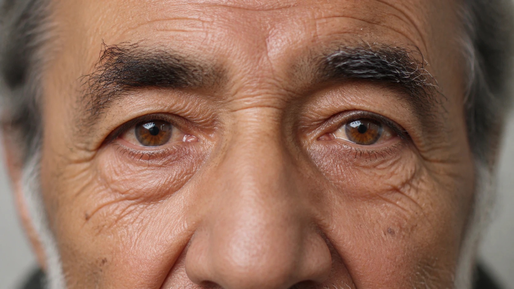 47911792 extreme close up macro portrait of wrinkled face old senior beautiful mans eyes looking at camera