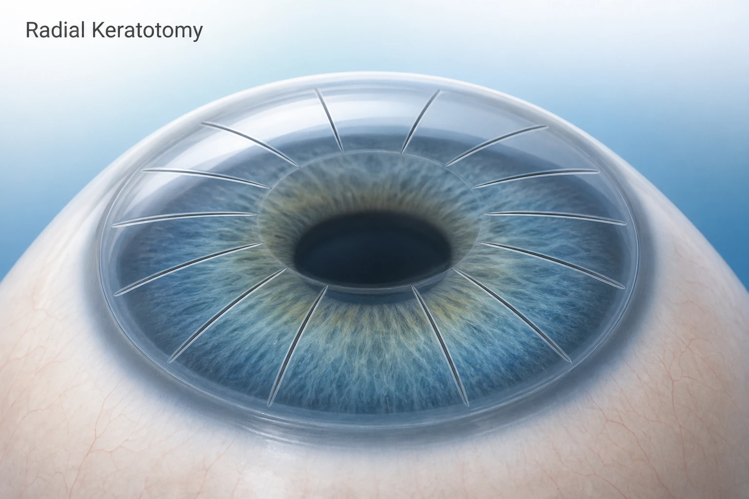 Vector Illustration of Radial Keratotomy Procedure