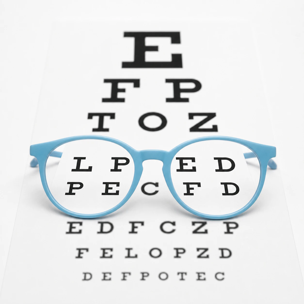snellen chart with glasses