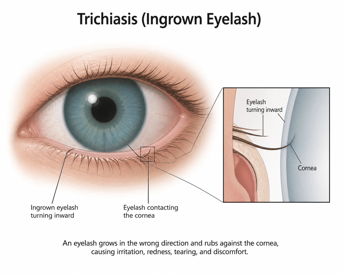 Ingrown eyelash illustration