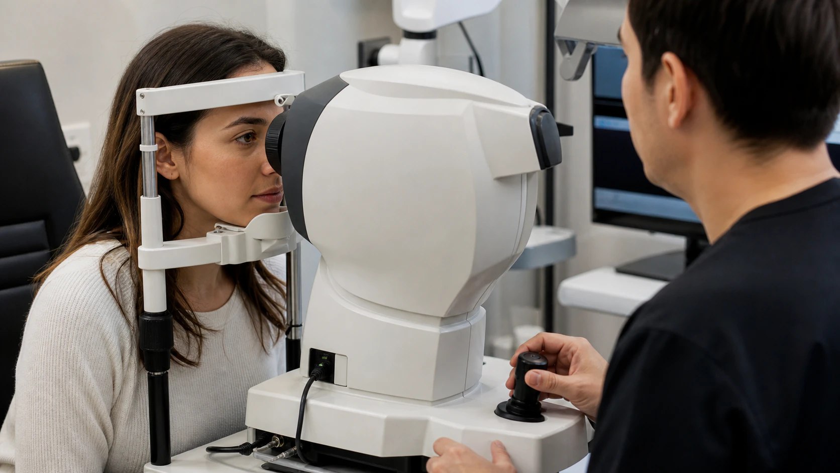 ongoing pre lasik procedure and check up done using machine