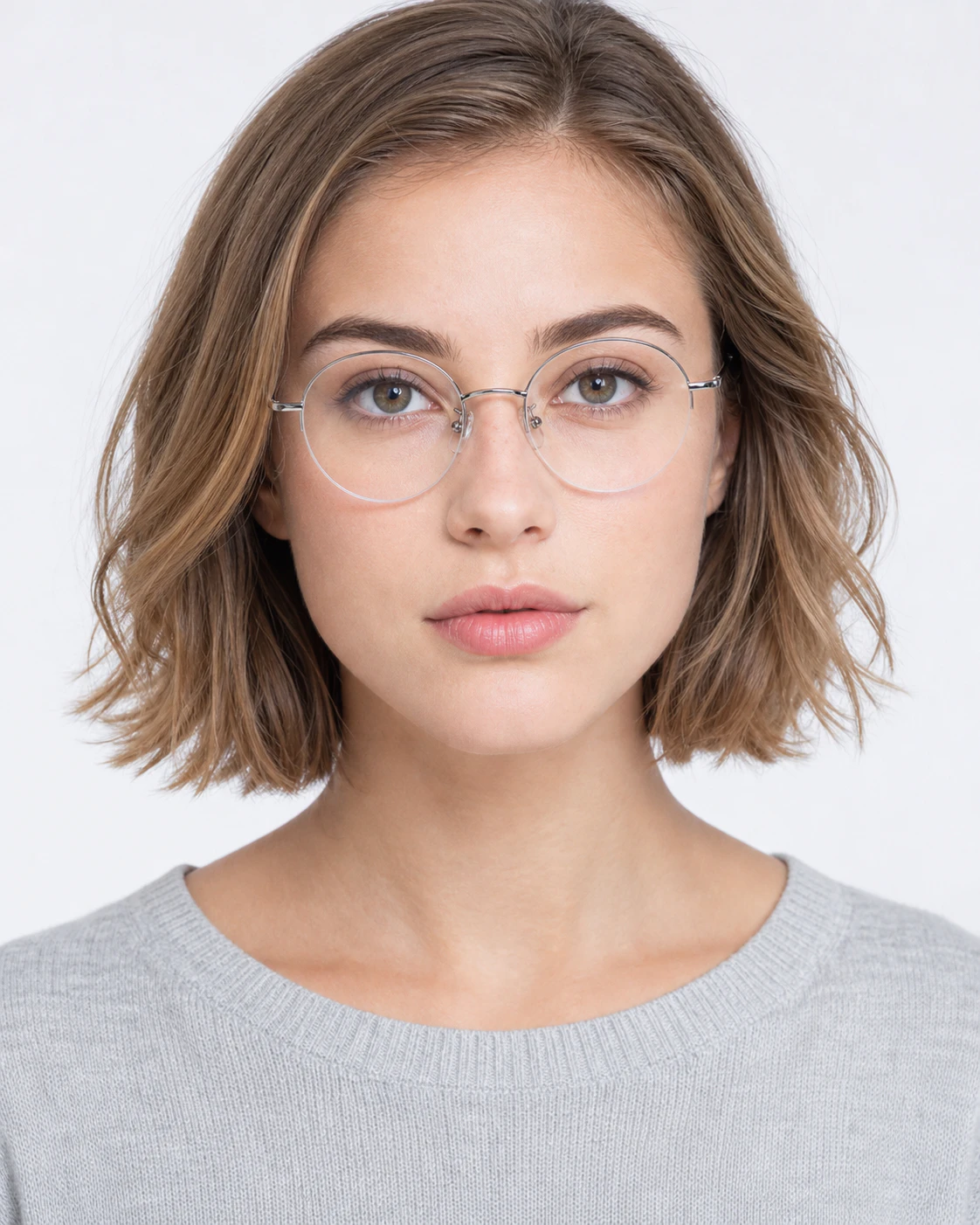 Semi rimless heart shaped face