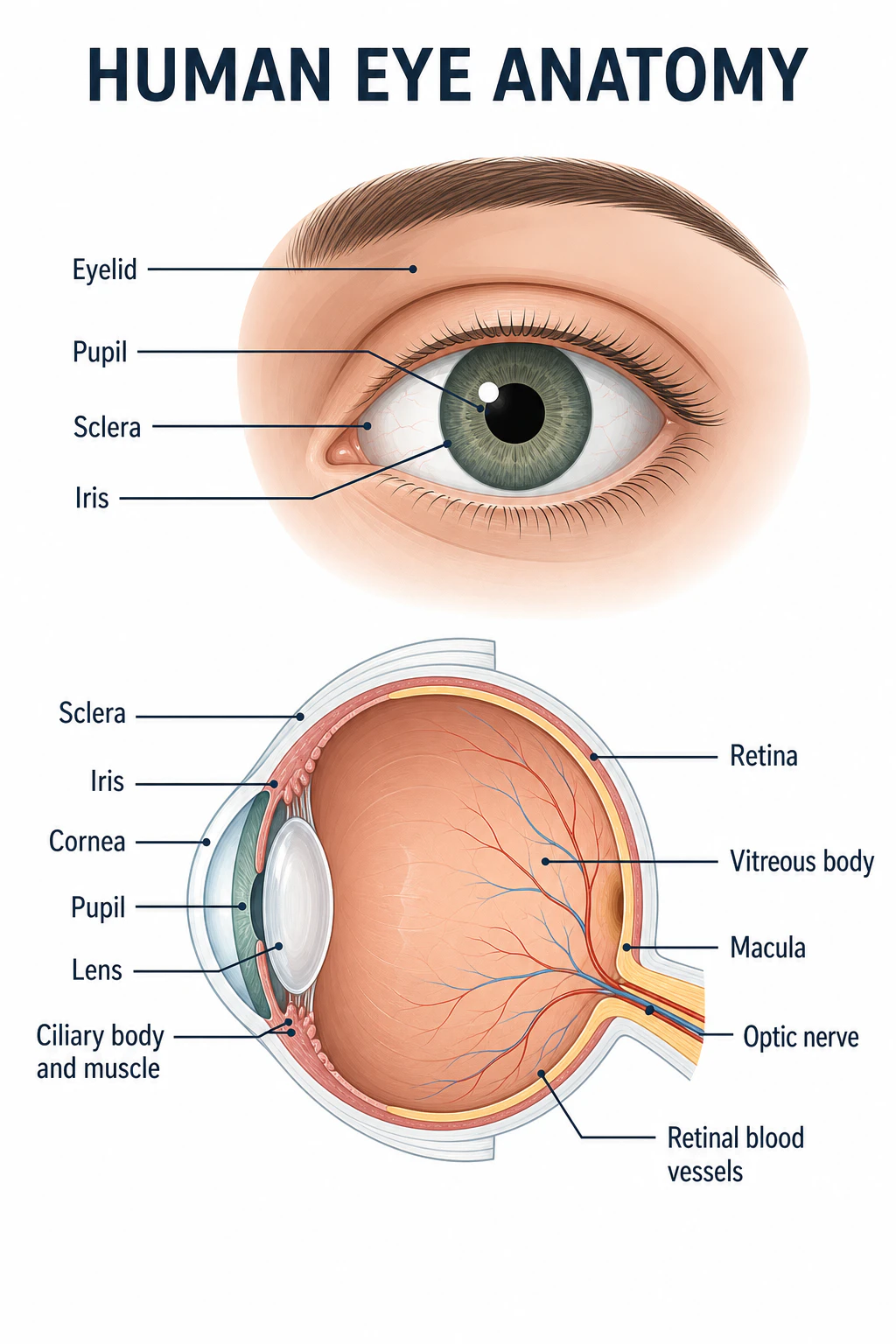 Diagram of human eye anatomy
