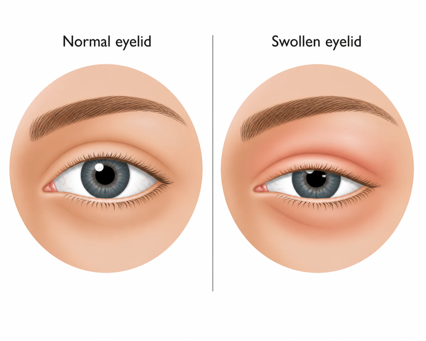 Swollen eyelid medical illustration