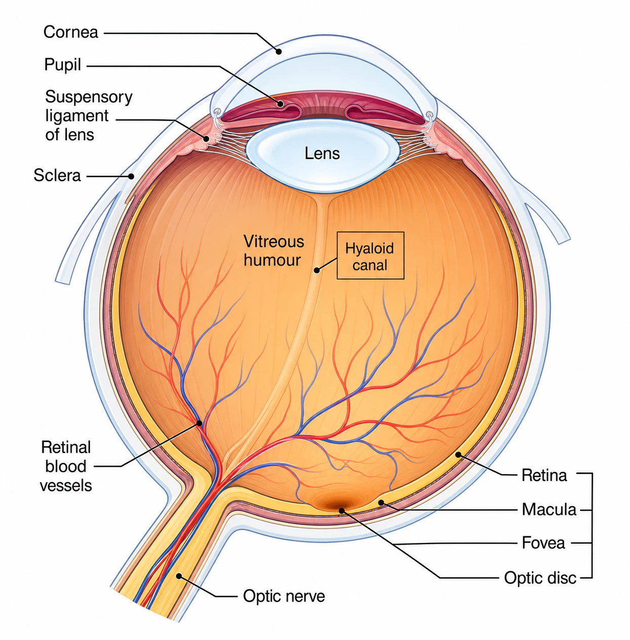 Schematic diagram of the human eye en