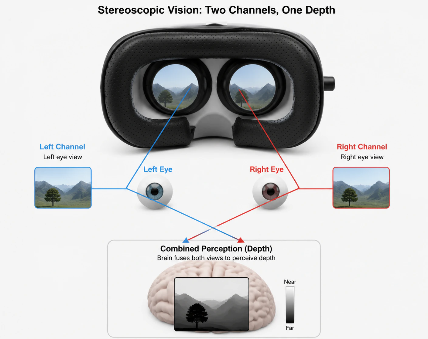 A picture of 3d device as representation of stereoscopic vision