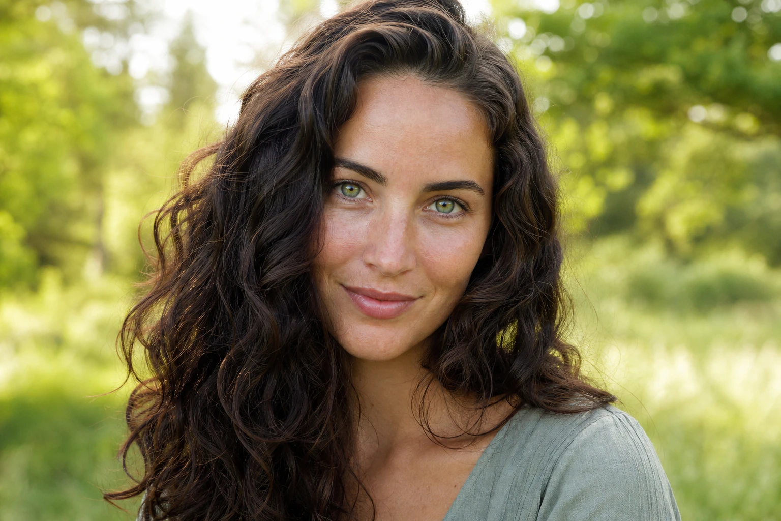 Woman with green eyes