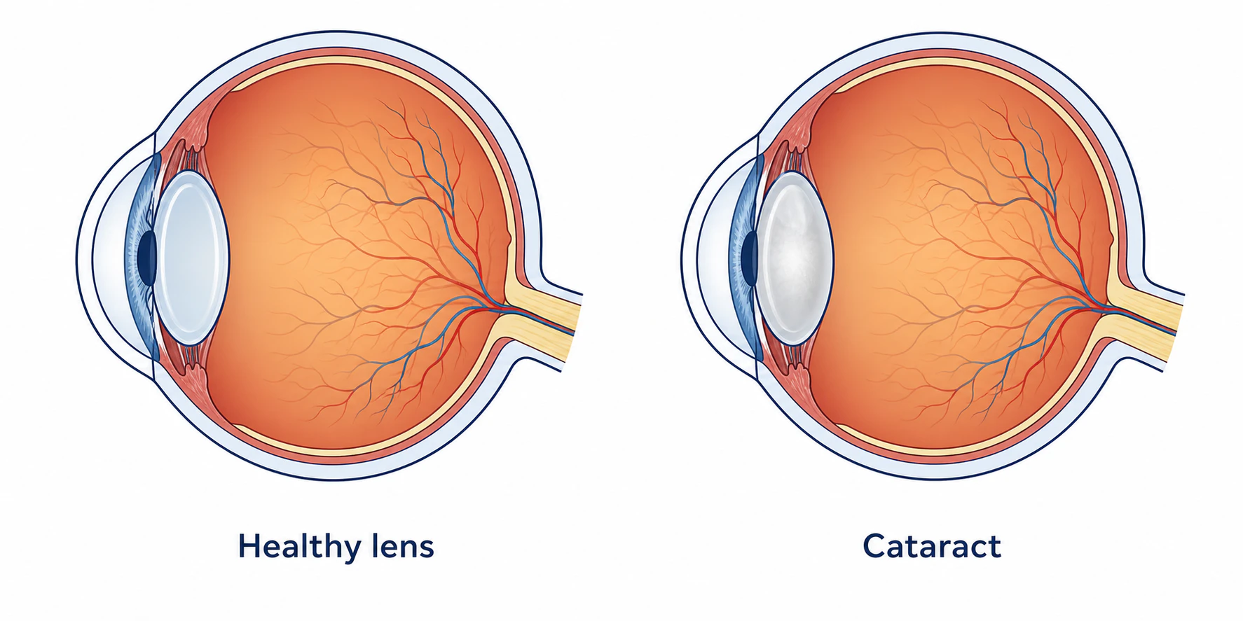 How cataracts develops - Healthy Eye vs Eye with Cataract