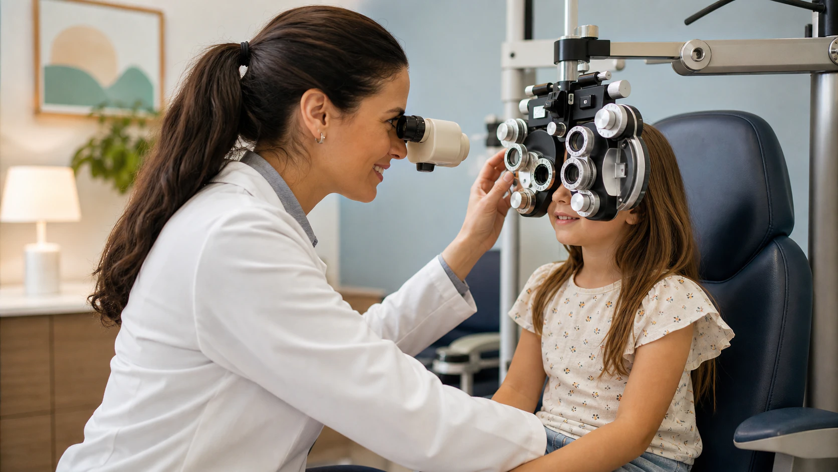 Female Optometrist Checking Child in Her Clinic Photo