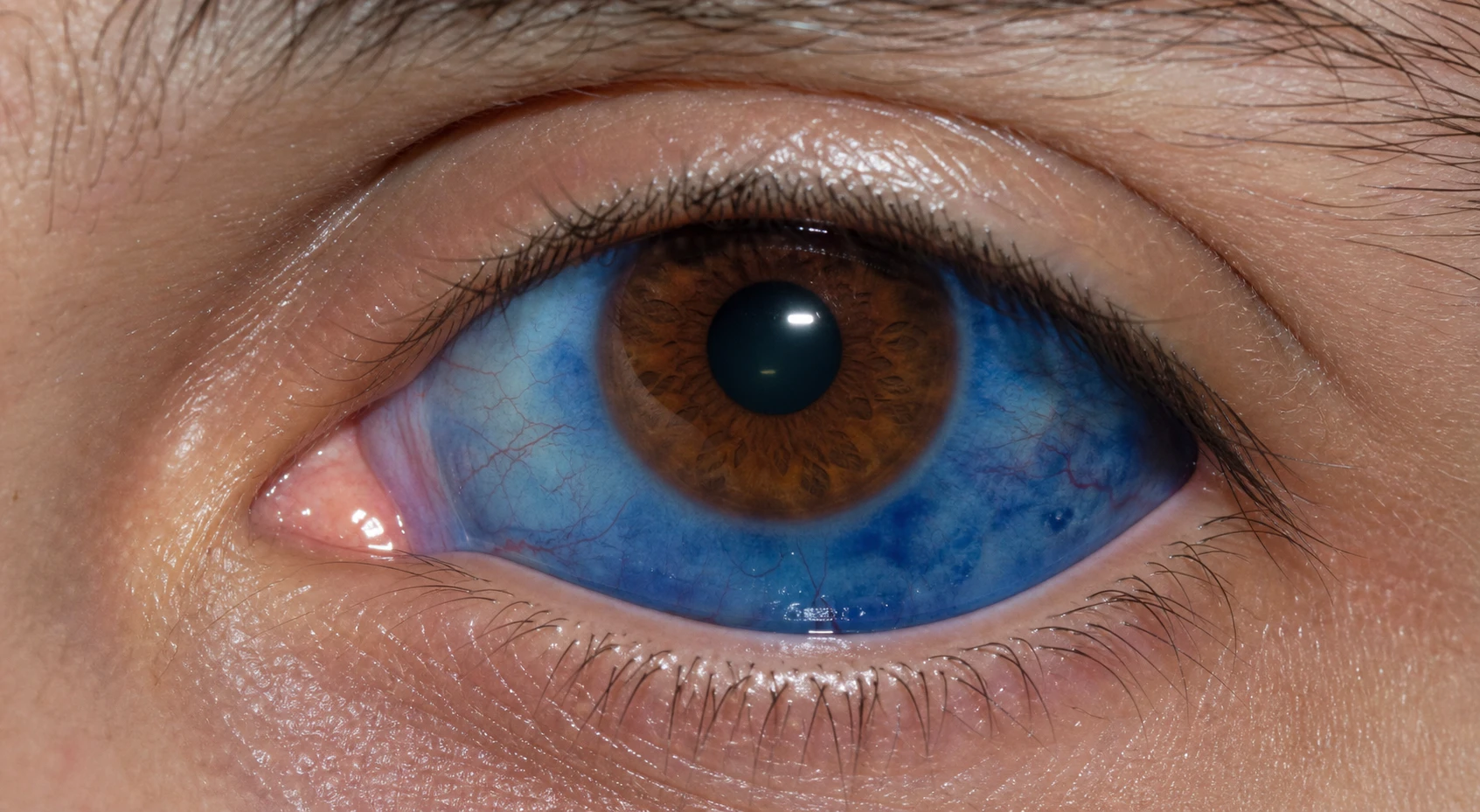 close up shot of a Young woman with eyeball tattoo and makeup