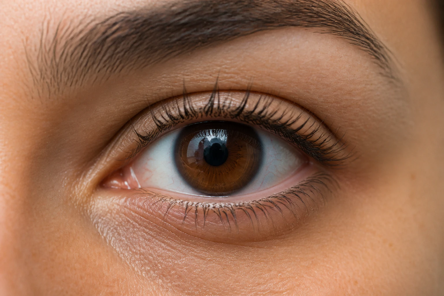 Closeup or zoomed in shot of a young womans eye