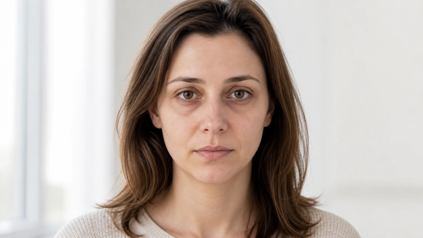Woman with sunken eyes