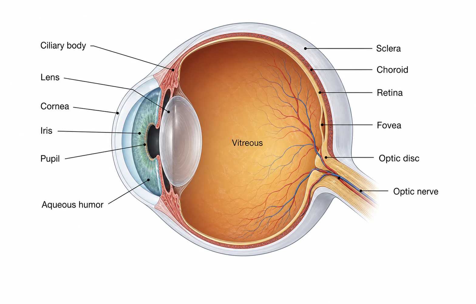 Anatomy of a normal eye on a white background edited