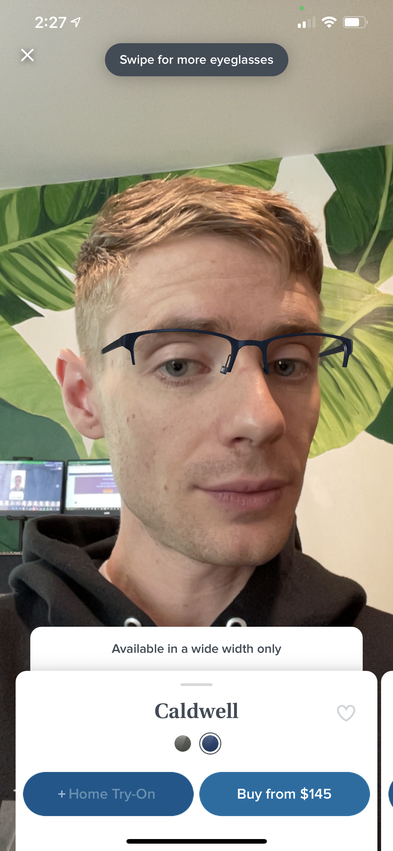 Warby Parker Prova virtuale su App